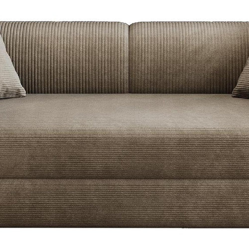 79" Camel Corduroy Convertible Futon Sleeper Sofa With Toss Pillows