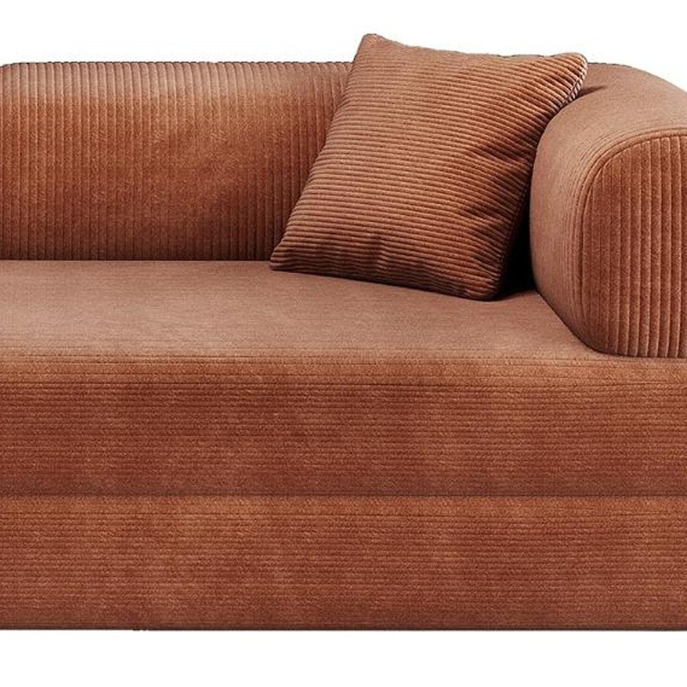 79" Camel Corduroy Convertible Futon Sleeper Sofa With Toss Pillows
