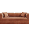 79" Camel Corduroy Convertible Futon Sleeper Sofa With Toss Pillows