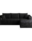 Black Corduroy Modular L Shaped Sofa and Chaise Sectional