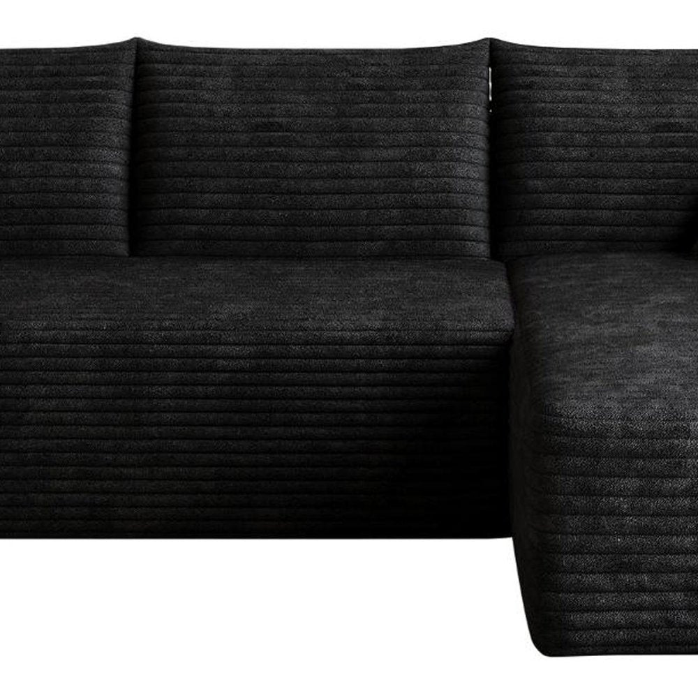 Black Corduroy Modular L Shaped Sofa and Chaise Sectional