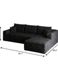 Black Corduroy Modular L Shaped Sofa and Chaise Sectional