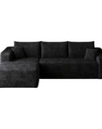 Black Corduroy Modular L Shaped Sofa and Chaise Sectional