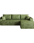 Green Corduroy Modular L Shaped Sofa and Chaise Sectional