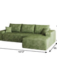 Green Corduroy Modular L Shaped Sofa and Chaise Sectional