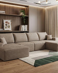 Camel Corduroy Modular L Shaped Sofa and Chaise Sectional