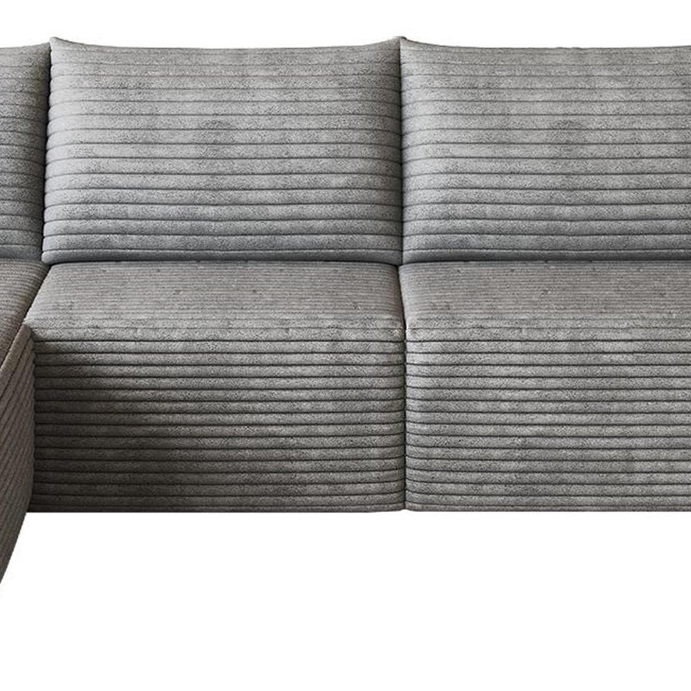 Gray Corduroy Modular L Shaped Sofa and Chaise Sectional