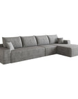 Gray Corduroy Modular L Shaped Sofa and Chaise Sectional