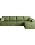 Green Corduroy Modular L Shaped Sofa and Chaise Sectional