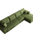 Green Corduroy Modular L Shaped Sofa and Chaise Sectional