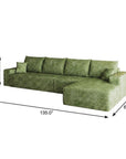 Green Corduroy Modular L Shaped Sofa and Chaise Sectional