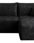 95" Black Corduroy Modular Chaise Style Sofa With Ottoman And Toss Pillows