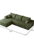 Green Corduroy Modular L Shaped Sofa and Chaise Sectional