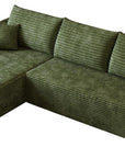 Green Corduroy Modular L Shaped Sofa and Chaise Sectional