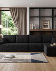 Black Corduroy Modular L Shaped Sofa and Chaise Sectional