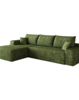 Green Corduroy Modular L Shaped Sofa and Chaise Sectional