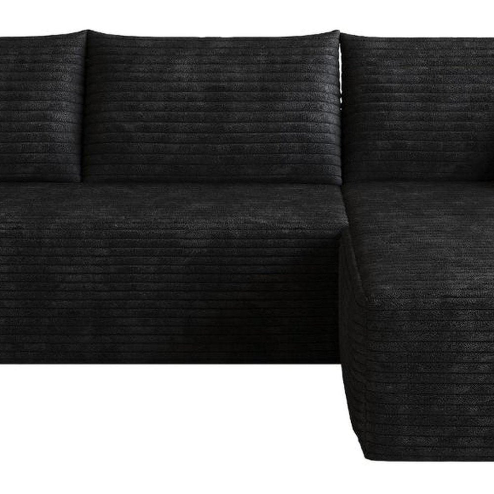 Black Corduroy Modular L Shaped Sofa and Chaise Sectional