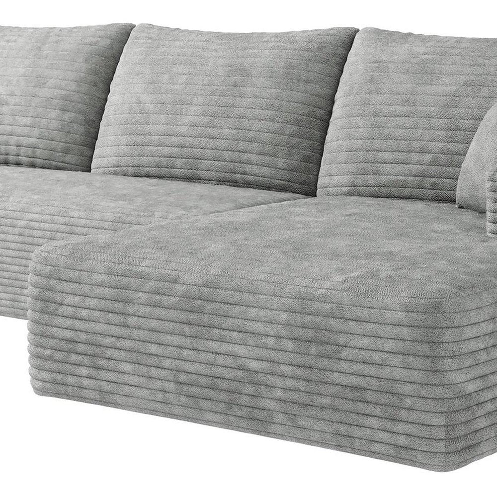 Gray Corduroy Modular L Shaped Sofa and Chaise Sectional