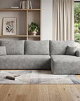 Gray Corduroy Modular L Shaped Sofa and Chaise Sectional