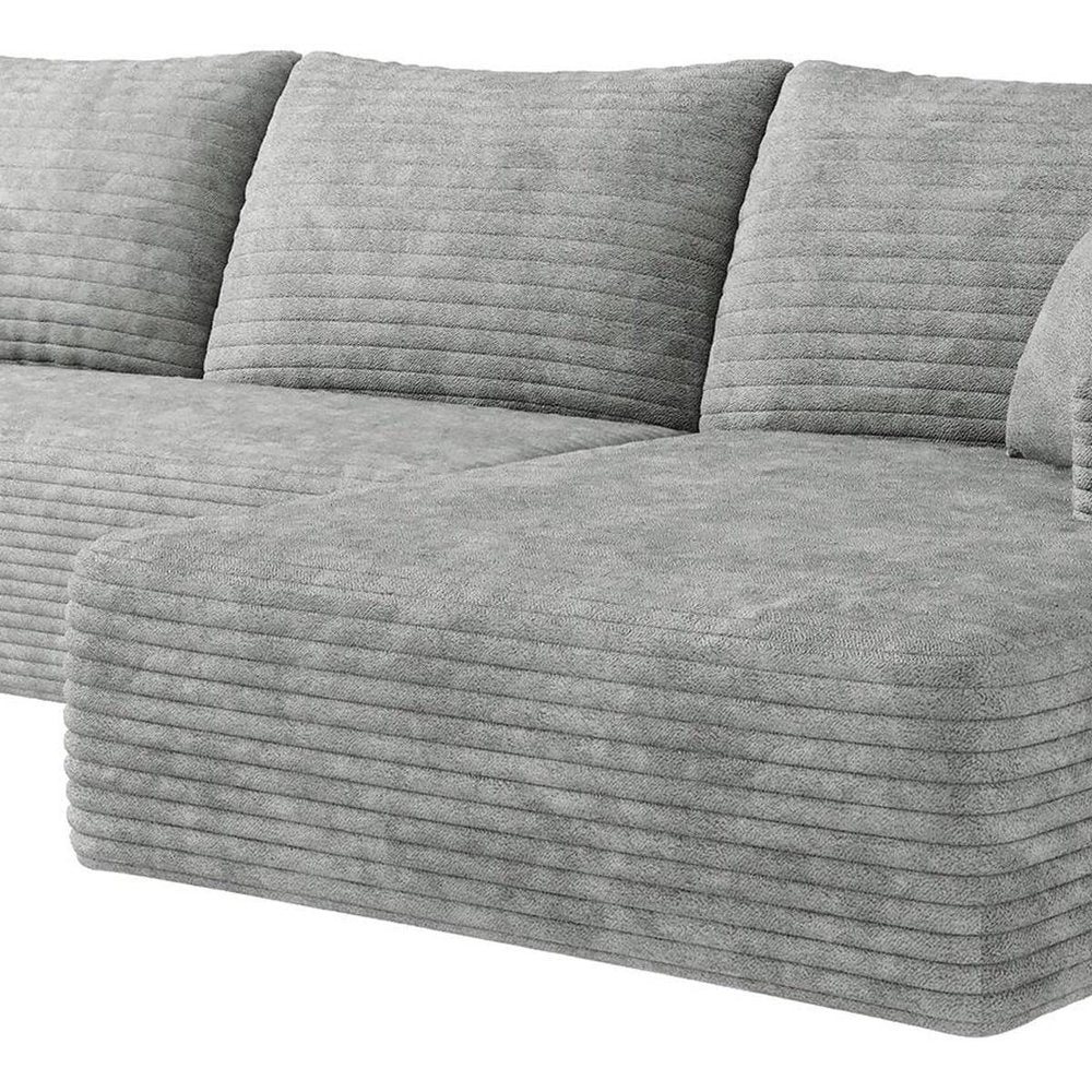 Gray Corduroy Modular L Shaped Sofa and Chaise Sectional