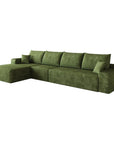 Green Corduroy Modular L Shaped Sofa and Chaise Sectional