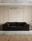 79" Black Corduroy Modular Sofa With Toss Pillows
