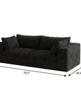 79" Black Corduroy Modular Sofa With Toss Pillows