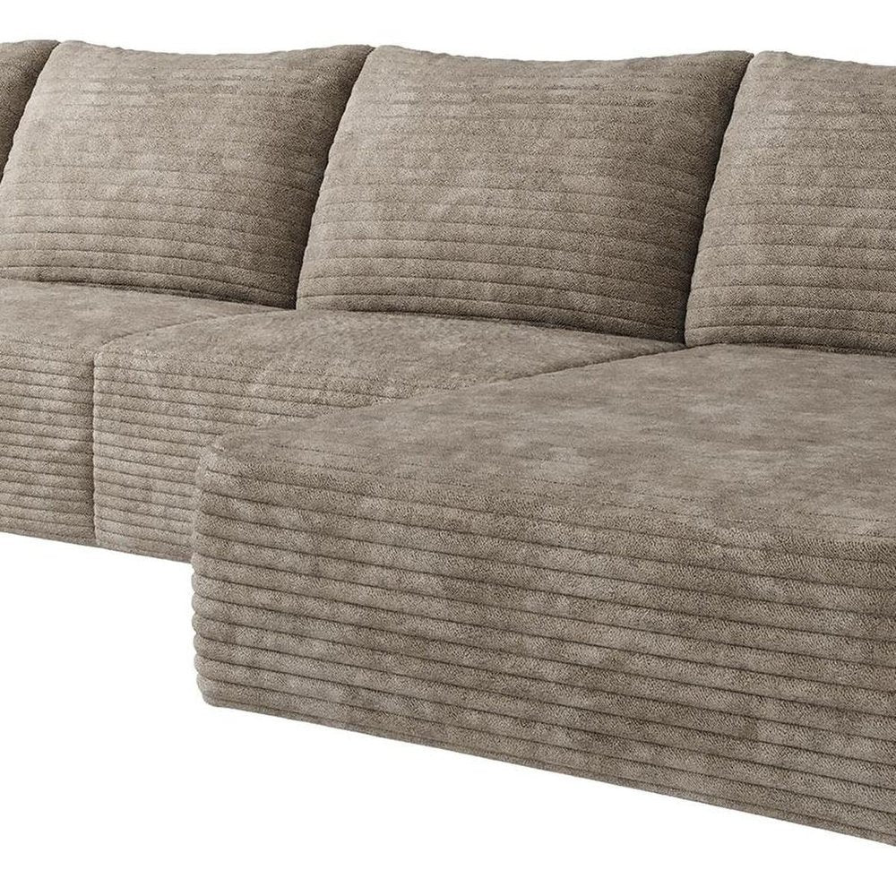 Camel Corduroy Modular L Shaped Sofa and Chaise Sectional
