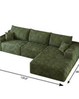 Green Corduroy Modular L Shaped Sofa and Chaise Sectional