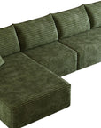 Green Corduroy Modular L Shaped Sofa and Chaise Sectional