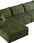 Green Corduroy Modular L Shaped Sofa and Chaise Sectional