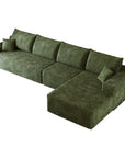 Green Corduroy Modular L Shaped Sofa and Chaise Sectional