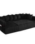 Black Corduroy Modular U Shaped Three Piece Corner Sectional With Console And Toss Pillows