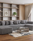 Black Corduroy Modular U Shaped Three Piece Corner Sectional With Console And Toss Pillows