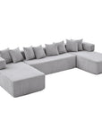 Black Corduroy Modular U Shaped Three Piece Corner Sectional With Console And Toss Pillows