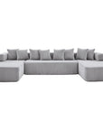 Black Corduroy Modular U Shaped Three Piece Corner Sectional With Console And Toss Pillows