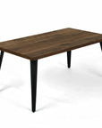 63" Walnut And Black Wood And Iron Dining Table