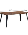 63" Walnut And Black Wood And Iron Dining Table