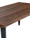 63" Walnut And Black Wood And Iron Dining Table