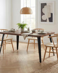 63" Walnut And Black Wood And Iron Dining Table