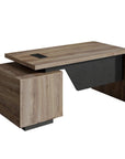 71" Walnut Wood Pedestal Executive Desk With Two Drawers