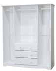 72" White Solid Wood Four Door Three Drawer Combo Dresser