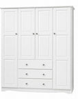 72" White Solid Wood Four Door Three Drawer Combo Dresser