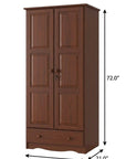 72" Coffee Solid Wood Two Door Single Drawer Combo Dresser