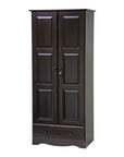 72" Coffee Solid Wood Two Door Single Drawer Combo Dresser