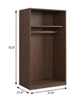 72" Coffee Solid Wood Two Door Single Drawer Combo Dresser