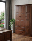 72" Coffee Solid Wood Three Door Two Drawer Combo Dresser