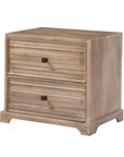 24" Light Brown Solid Wood Distressed Two Drawer Nightstand