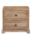 24" Light Brown Solid Wood Distressed Two Drawer Nightstand