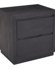 24" Brown Solid Wood Distressed Two Drawer Nightstand